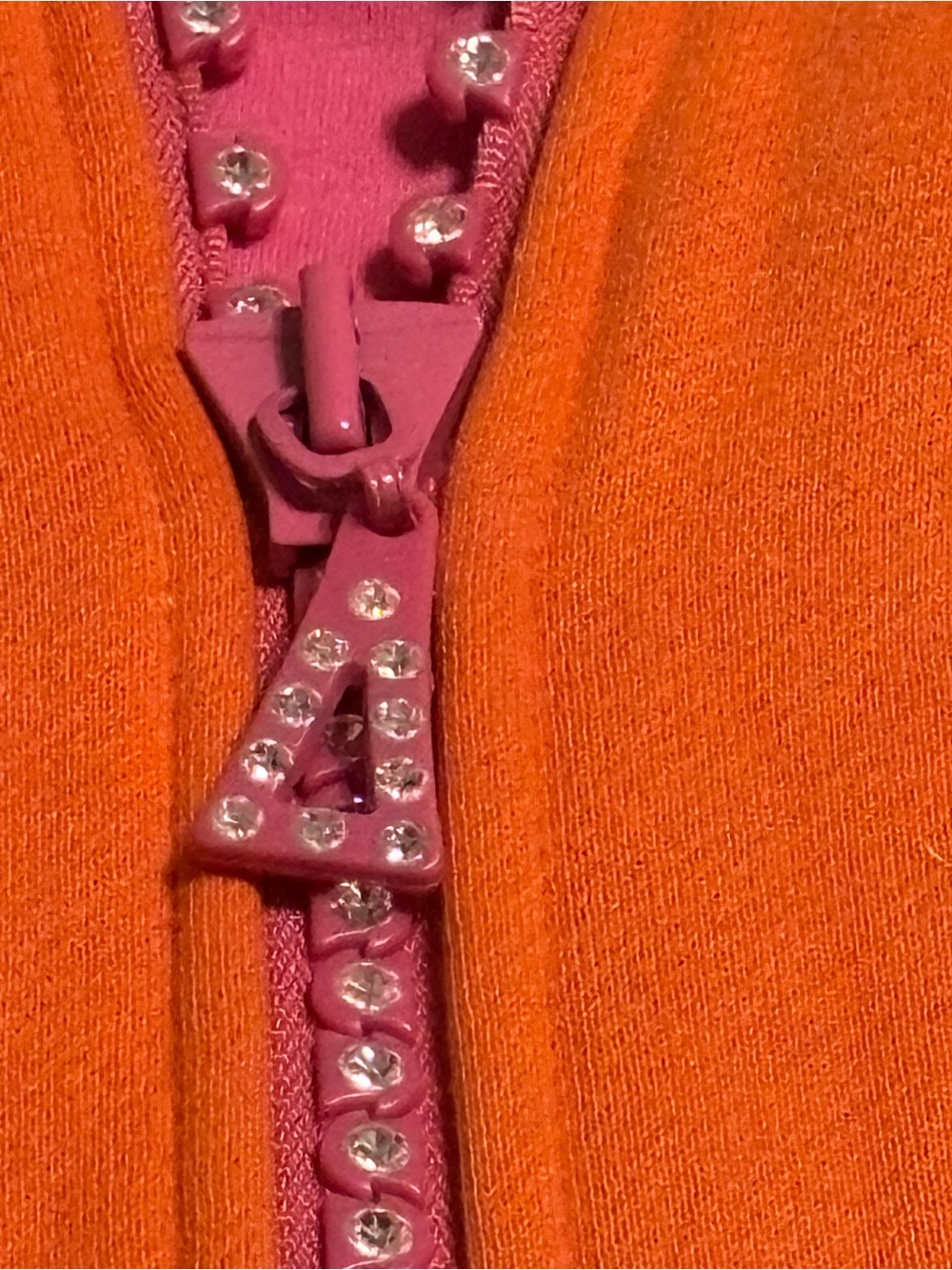 Quacker Factory 2X Orange Pink Rhinestone Zip Hoodie Jacket NWOT - Picture 2 of 7